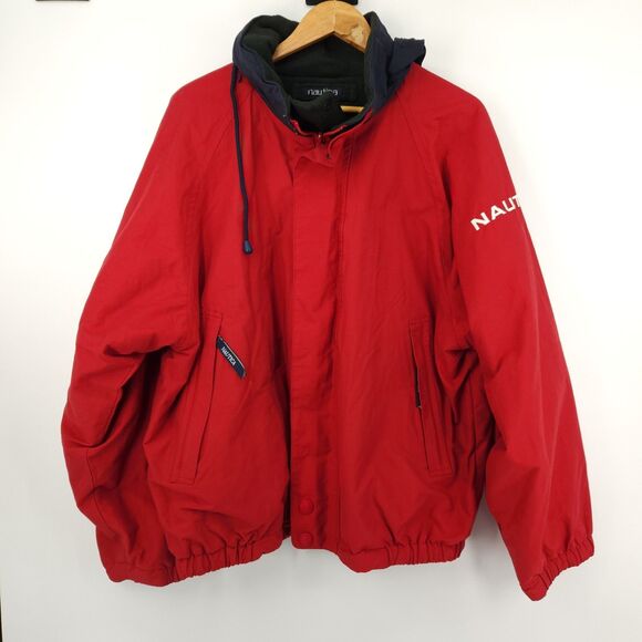 Vintage Nautica Jacket Mens Large Red Reversible Windbreaker Bomber - Picture 1 of 12